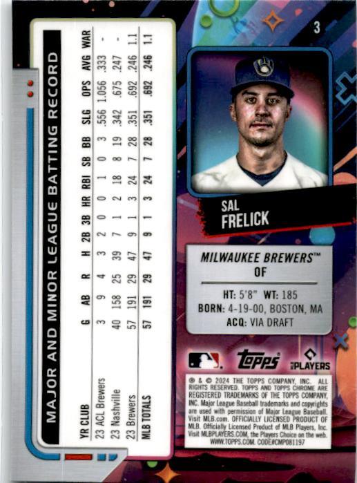 2024 Topps Chrome Cosmic #3 Sal Frelick Rookie Milwaukee Brewers