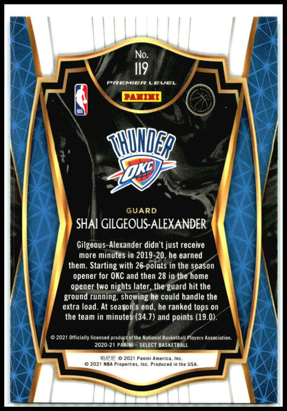 2020-21 Panini Select Blue #119 Shai Gilgeous-Alexander Oklahoma City Thunder