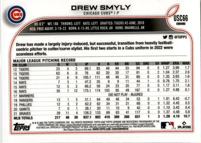 2022 Topps Chrome Update Purple Refractor #USC66 Drew Smyly Chicago Cubs