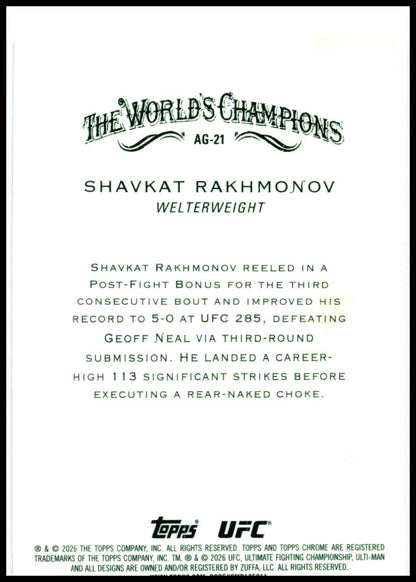 2025 Topps Chrome UFC Allen & Ginter #AG-21 Shavkat Rakhmonov