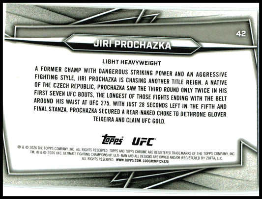 2026 Topps Chrome UFC Yellow Refractor #42 Jiri Prochazka #/275