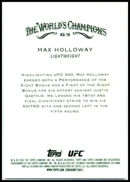 2026 Topps Chrome UFC Allen & Ginter #AG-18 Max Holloway