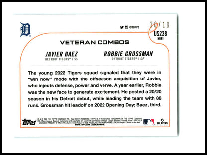2022 Topps Update Mini Light Blue #/10 #US238 Dancing In Detroit Detroit Tigers