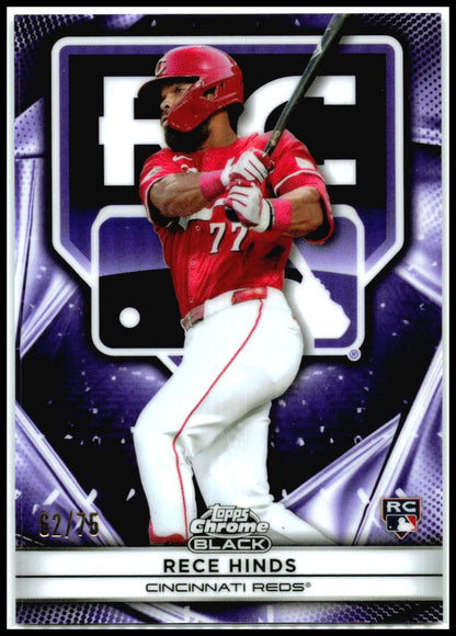 2025 Topps Chrome Black Rookie Design Variations Purple #/75 #77 Rece Hinds Reds