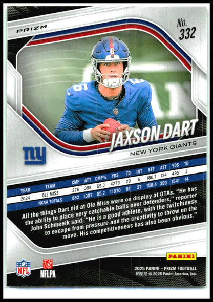 2025 Panini Prizm Neon Green Pulsar #332 Jaxson Dart New York Giants