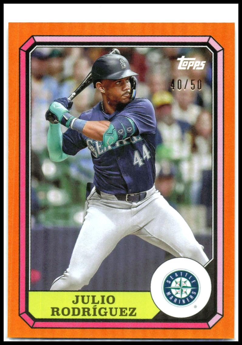2025 Topps Archives 1987 Topps Boardwalk Gold #/50 #87BB-12 Julio Rodríguez
