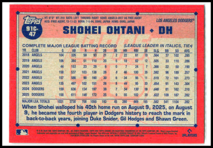 2026 Topps Chrome 1991 Topps 35th Anniversary Mojo #91C-47 Shohei Ohtani Dodgers
