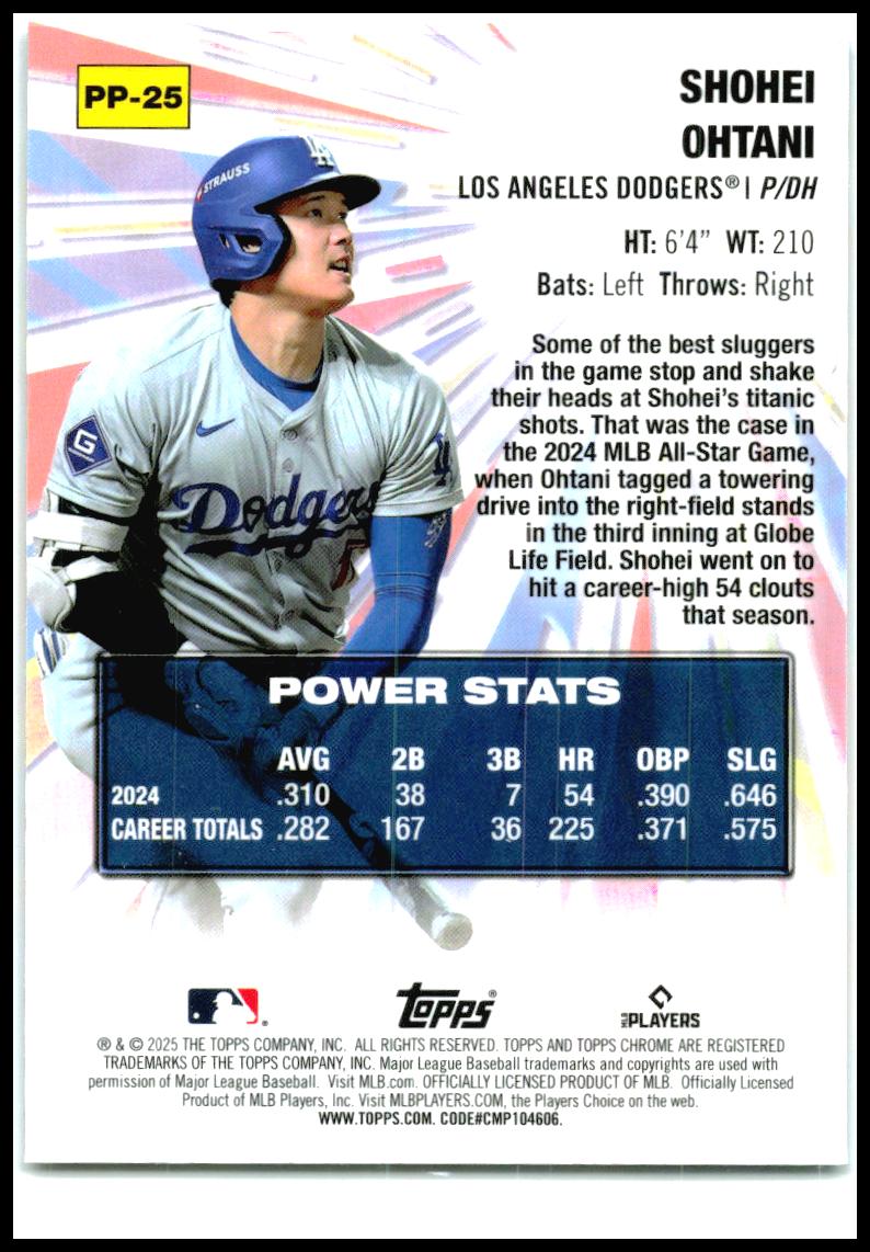 2025 Topps Chrome Power Players #PP-25 Shohei Ohtani Los Angeles Dodgers