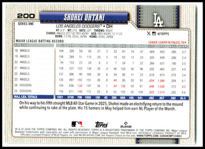 2026 Topps Sandglitter #200 Shohei Ohtani Los Angeles Dodgers