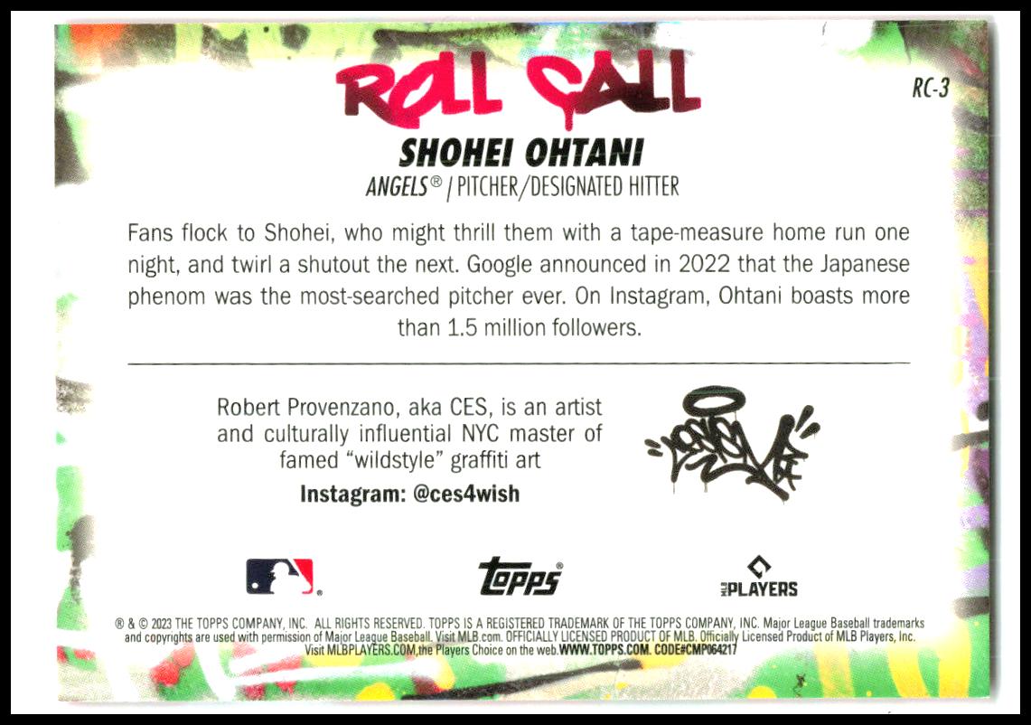2023 Topps Big League Roll Call Wildstyle Edition #RC-3 Shohei Ohtani Angels