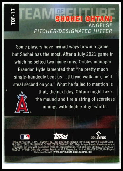 2022 Stadium Club Chrome Team of the Future #TOF-17 Shohei Ohtani Angels