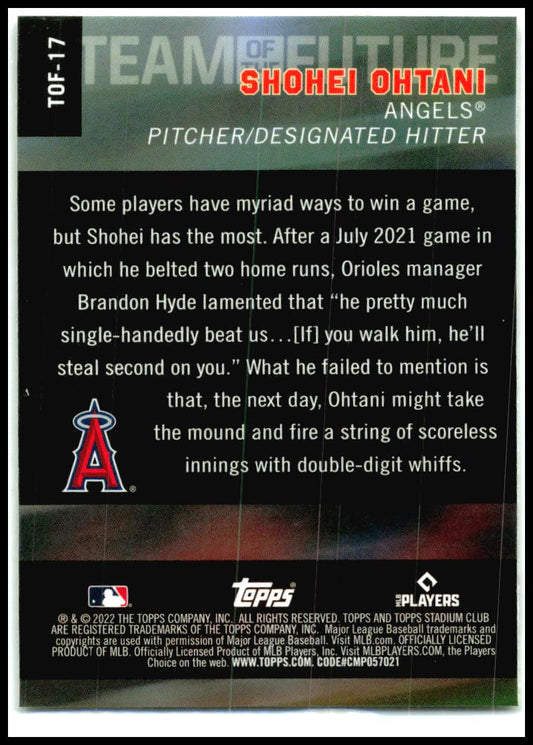 2022 Stadium Club Chrome Team of the Future #TOF-17 Shohei Ohtani Angels