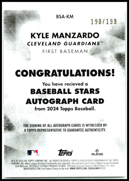 2024 Topps Update Baseball Stars Autographs #BSA-KM Kyle Manzardo Auto Guardians