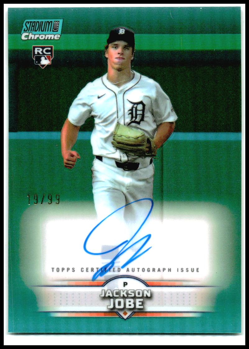 2025 Stadium Club Chrome Auto Turquoise #/99 #SCCA-JJO Jackson Jobe Auto Tigers