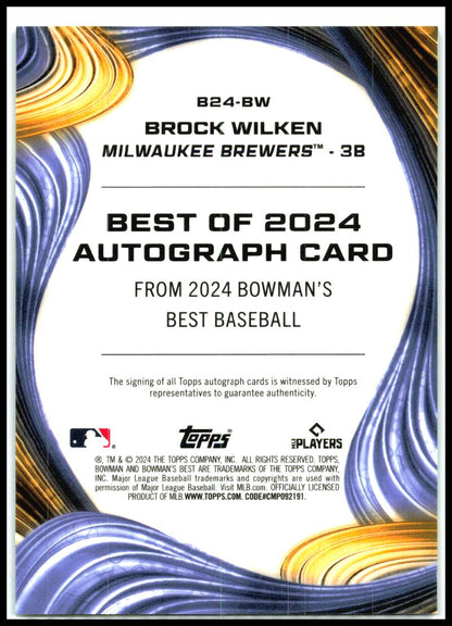 2024 Bowman's Best Best of 2024 Auto Teal #/15 #B24-BW Brock Wilken Auto Brewers