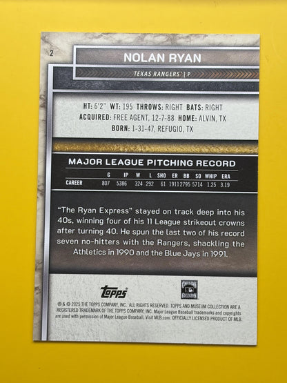 2025 Museum Collection Purple #/99 #2 Nolan Ryan Texas