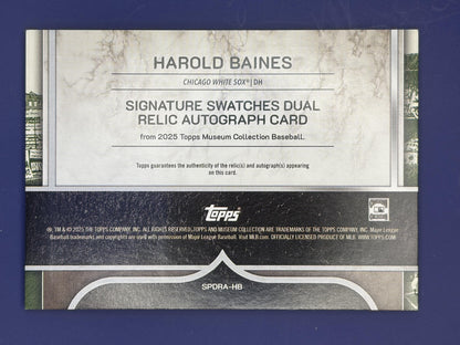 2021 Museum Collection Gold Dual Relic Auto #/50 # Harold Baines Auto