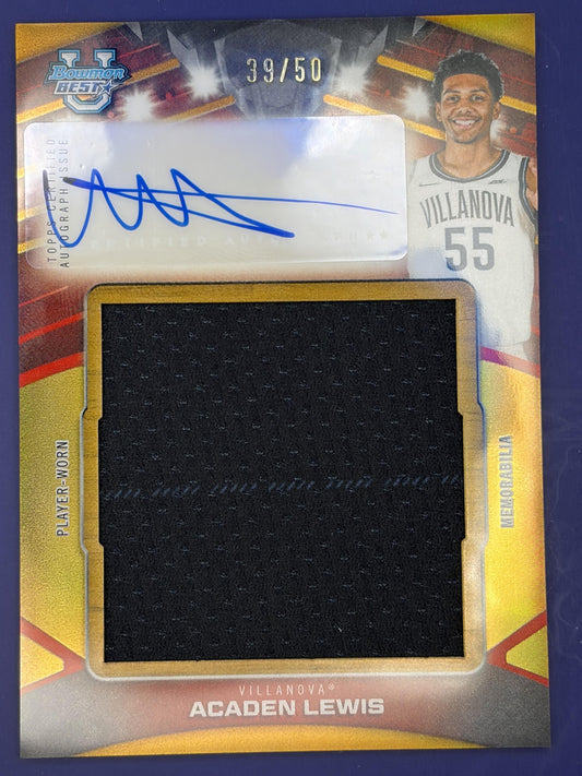 2024-25 Bowman's Best U Jumbo Relic Auto Gold #/50 #PJR-AL Acaden Lewis Auto