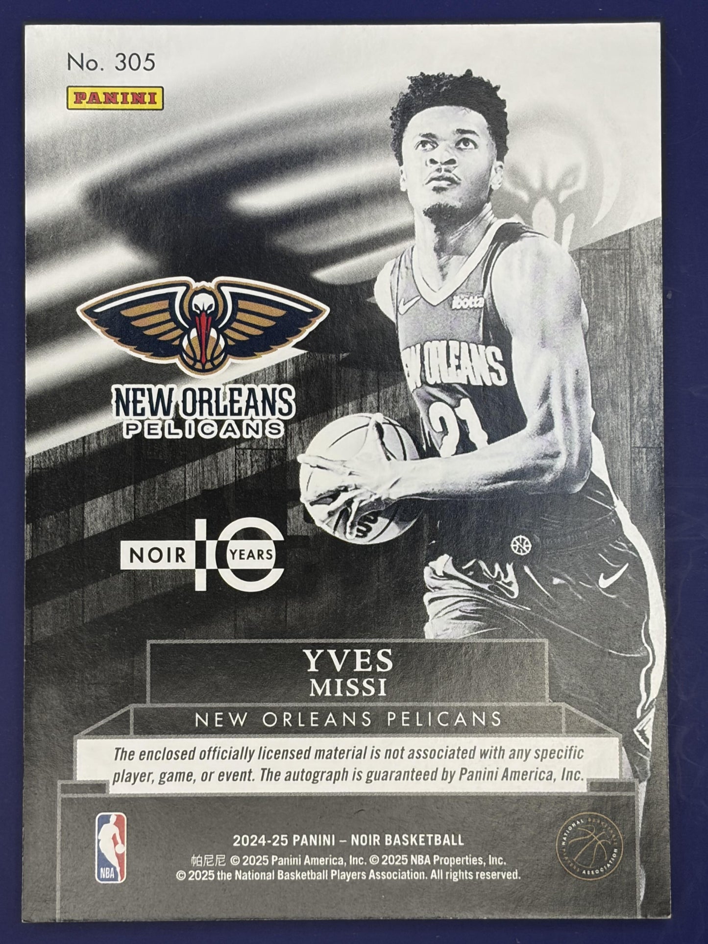 2024-25 Noir Auto Relic #/15 #305 Yves Missi Auto