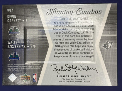2003-04 SPx Winning Materials Combos #WC-9 Kevin Garnett / Wally Szczebiak