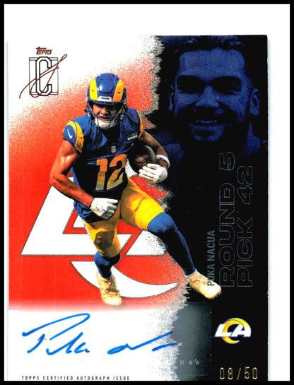2025 Topps Signature Class Orange #33 Puka Nacua #/50 Los Angeles Rams