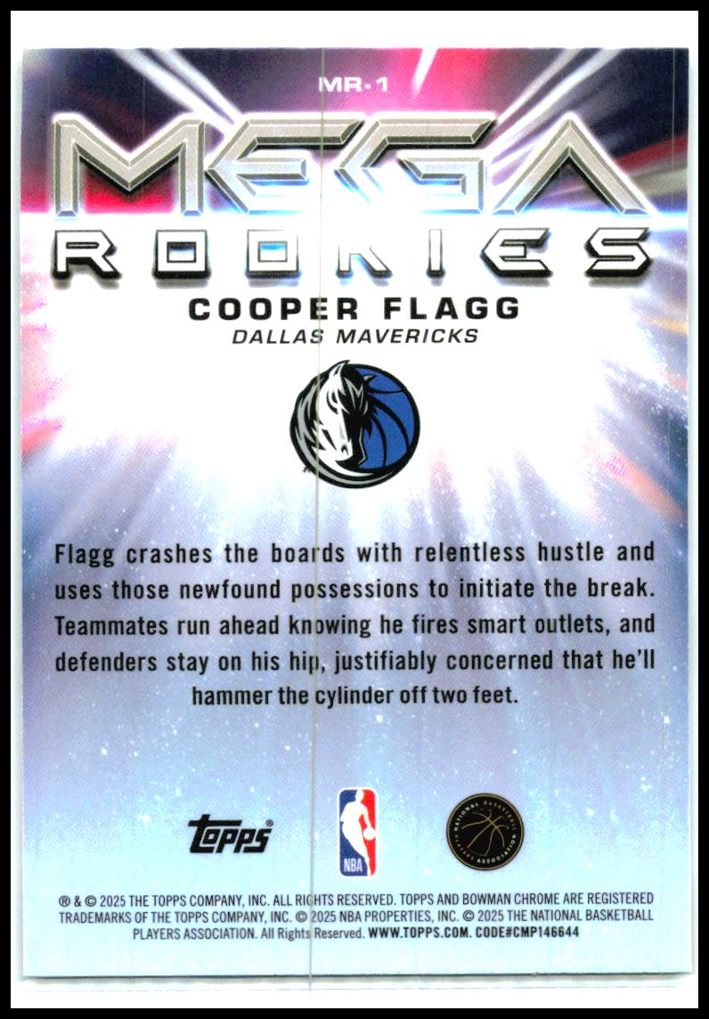 2025-26 Bowman Mega Rookies #MR-1 Cooper Flagg Dallas Mavericks