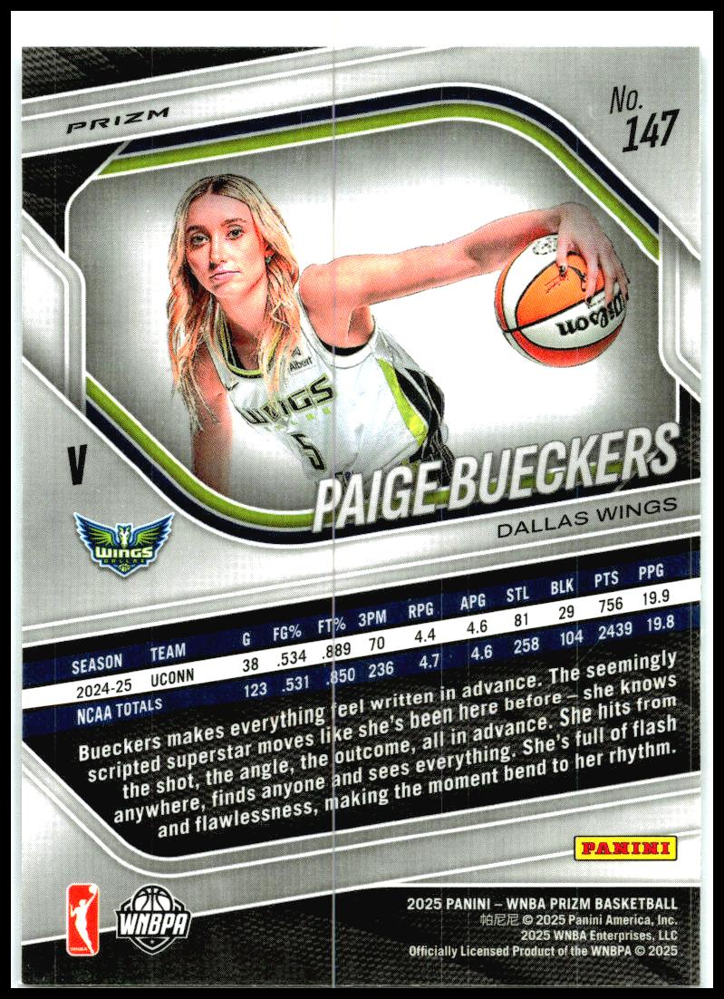 2025 Panini Prizm WNBA Ice Prizms #147 Paige Bueckers Dallas Wings
