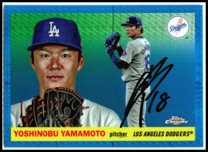 2025 Topps Chrome Platinum Blue Prism Refractors #8 Yoshinobu Yamamoto Dodgers