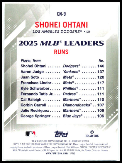 2026 Topps MLB Leaders #CN-9 Shohei Ohtani