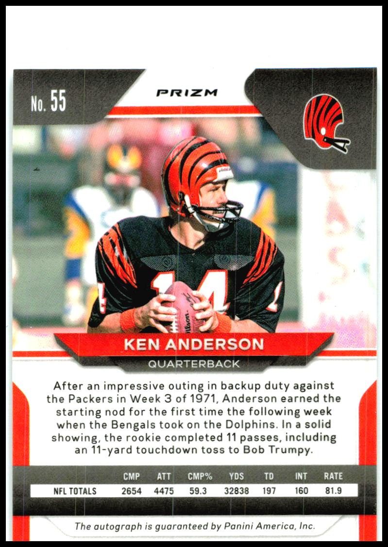 2020 Panini Prizm Silver Auto #55 Ken Anderson Cincinnati Bengals