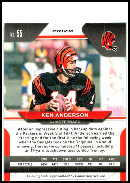 2020 Panini Prizm Silver Auto #55 Ken Anderson Cincinnati Bengals