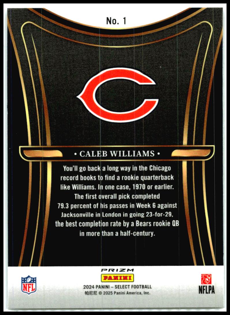 2024 Panini Select Phenomenon Prizm #1 Caleb Williams Chicago Bears