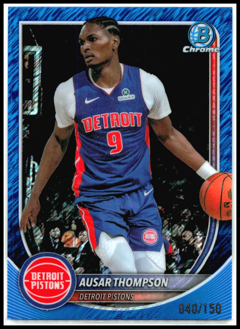 2025-26 Bowman Chrome Blue Shimmer #BCV-76 Ausar Thompson #/150 Detroit Pistons