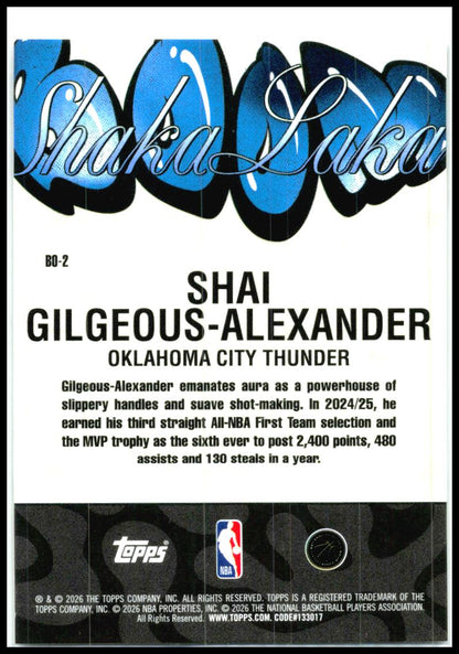 2025-26 Topps NBA Hoops Boom Shaka Laka #B0-2 Shai Gilgeous-Alexander Thunder