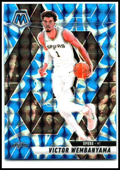 2024-25 Panini Mosaic Reactive Blue Mosaic #31 Victor Wembanyama Spurs