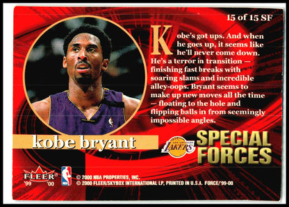 1999-00 Fleer Force Special Forces #15SF Kobe Bryant Los Angeles Lakers