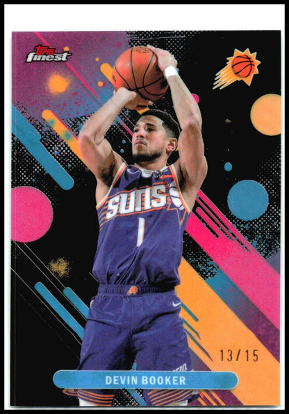 2025-26 Finest Black Refractor #82 Devin Booker #/15 Phoenix Suns
