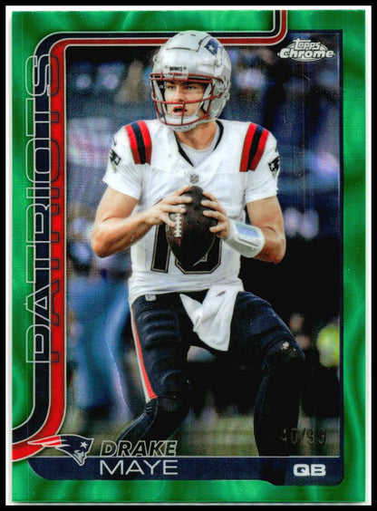 2025 Topps Chrome Green Lava Refractor /99 #207 Drake Maye New England Patriots