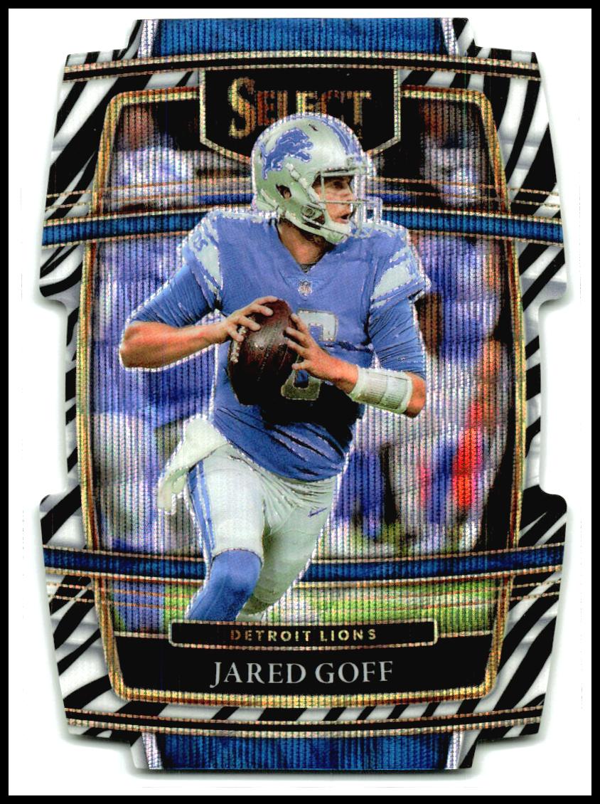 2021 Panini Select Zebra Prizm Die Cut #13 Jared Goff Detroit Lions