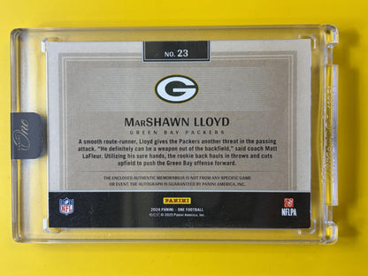 2024 Panini One Auto Relic #/199 #23 Marshawn Lloyd