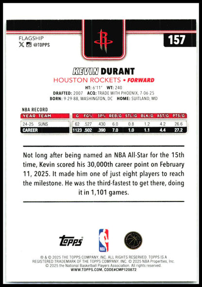 2025-26 Topps Gold #157 Kevin Durant #/2025 Houston Rockets