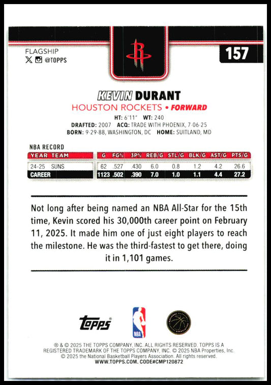2025-26 Topps Gold #157 Kevin Durant #/2025 Houston Rockets