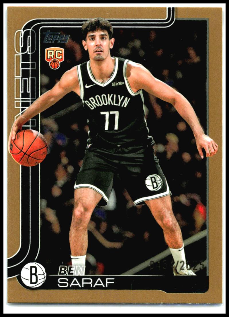 2025-26 Topps Gold #226 Ben Saraf Rookie #/2025 Brooklyn Nets