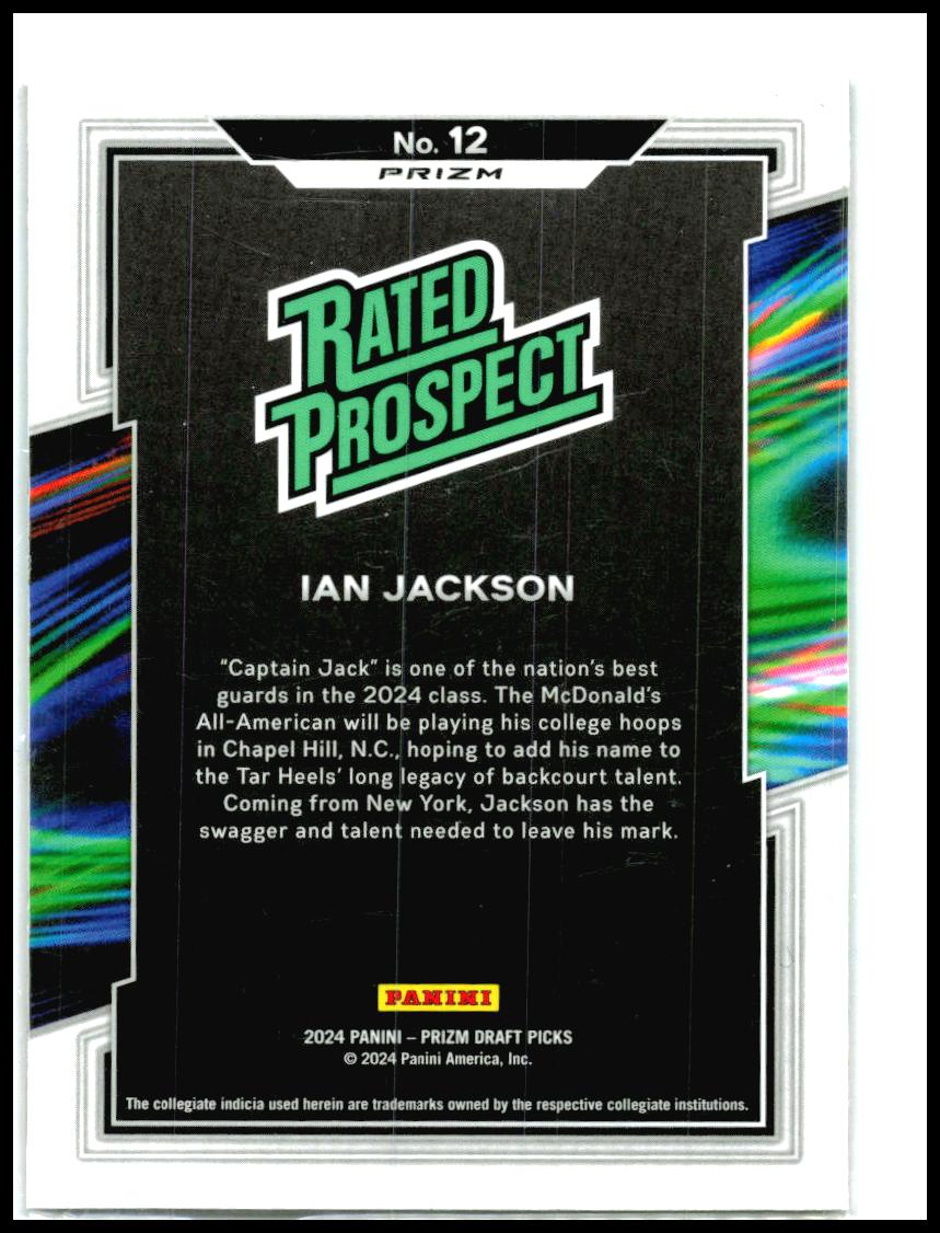 2024 Panini Prizm Draft Picks Rated Prospect Prizms Red Ice #12 Ian Jackson