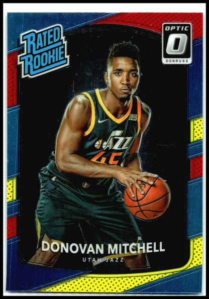 2017-18 Donruss Optic Red and Yellow #188 Donovan Mitchell Rookie Utah Jazz