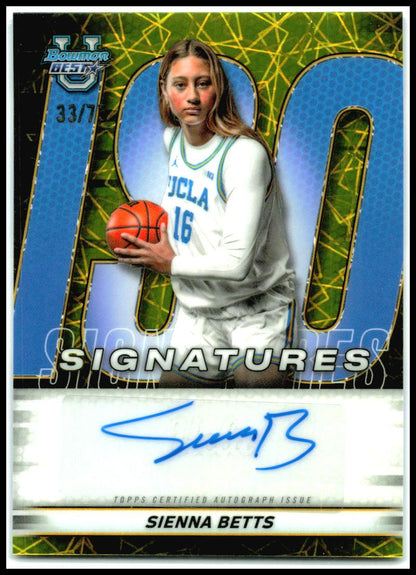 2025-26 Bowman U Best Basketball ISO Signatures Yellow #/75 # Sienna Betts UCLA