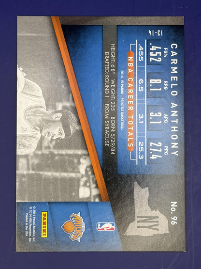2014-15 Panini Prestige Premium Bonus Shots Blue #96 Carmelo Anthony Knicks