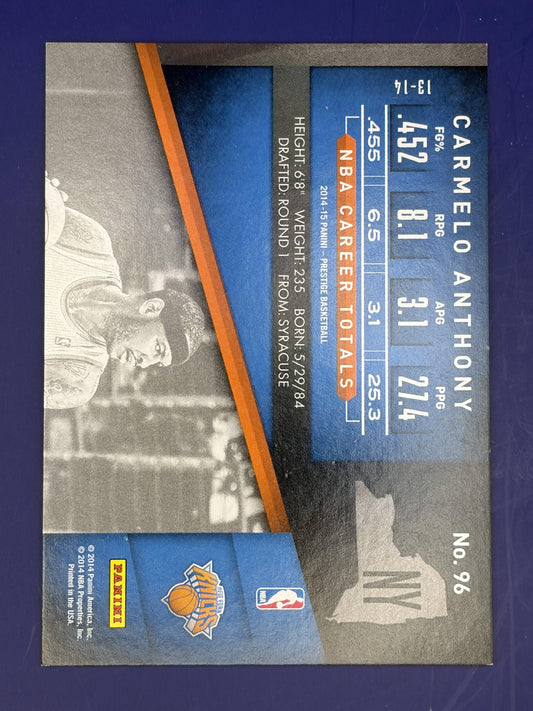 2014-15 Panini Prestige Premium Bonus Shots Blue #96 Carmelo Anthony Knicks