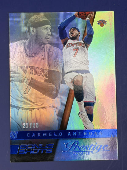 2014-15 Panini Prestige Premium Bonus Shots Blue #96 Carmelo Anthony Knicks