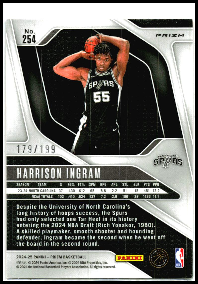 2024-25 Panini Prizm Prizms Orange Seismic #254 Harrison Ingram Spurs